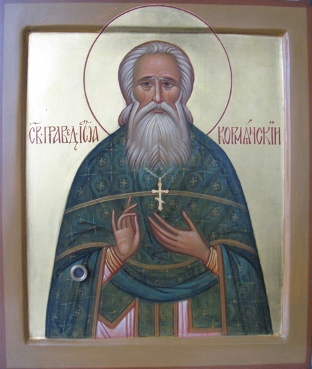 Икона святого праведного Иоанна Кормянского с частицей мощей